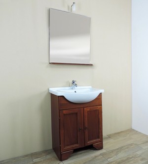 Mobile bagno a terra classico Savini Larisa,cm 65,lavabo e specchio con applique