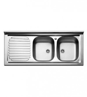 Lavello cucina appoggio Apell mod.Pisa acciaio Inox,cm.120x50, 2 vasche a destra