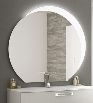 Specchiera specchio bagno filo lucido design,con fascia led superiore,cm.100x108