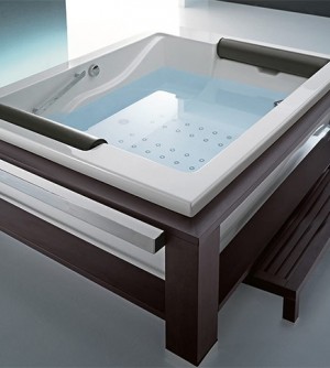 Vasca bagno idromassaggio ozono terapia completo di cuscini poggiatesta