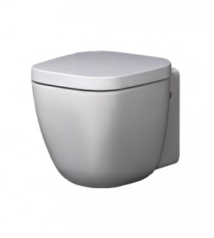Sanitari bagno vaso wc water sospeso, con coprivaso, One Rak, ceramica bianca