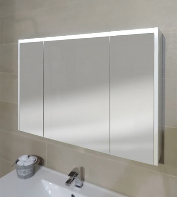 Specchio bagno contenitore con illuminazione led e presa cm.67x91