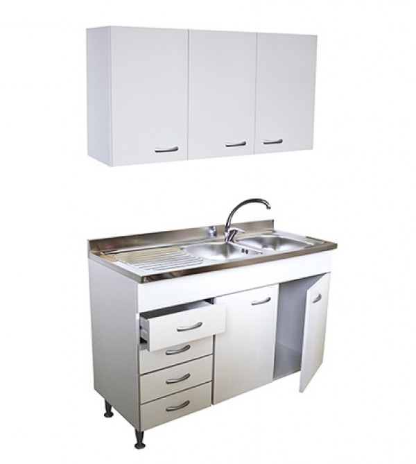 Mobile cucina 2 ante completo di lavello inox 80, 2 vasche sottolavello  componibile Arredobagno e Cucine s.r.l.s.
